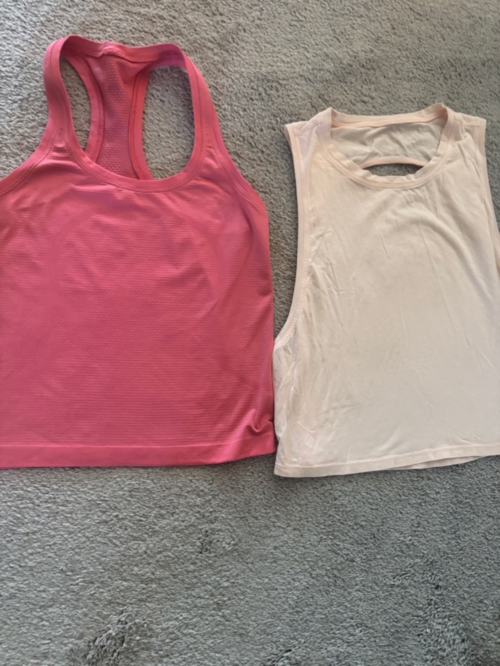 lululemon athletica Pink and Light Pink Crop Tank Tops